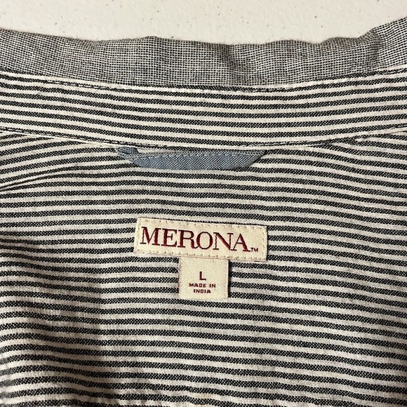 Merona button up, long sleeve stripe shirt. Sz lg - Picture 5 of 7